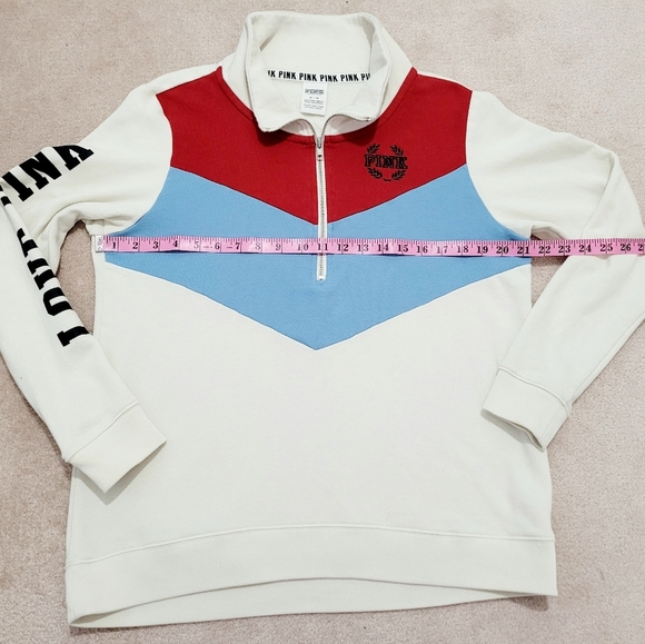 Victoria's Secret PINK Women's Sweatshirt 1/4 Zip Size Medium LOVE PINK logo - Picture 8 of 12